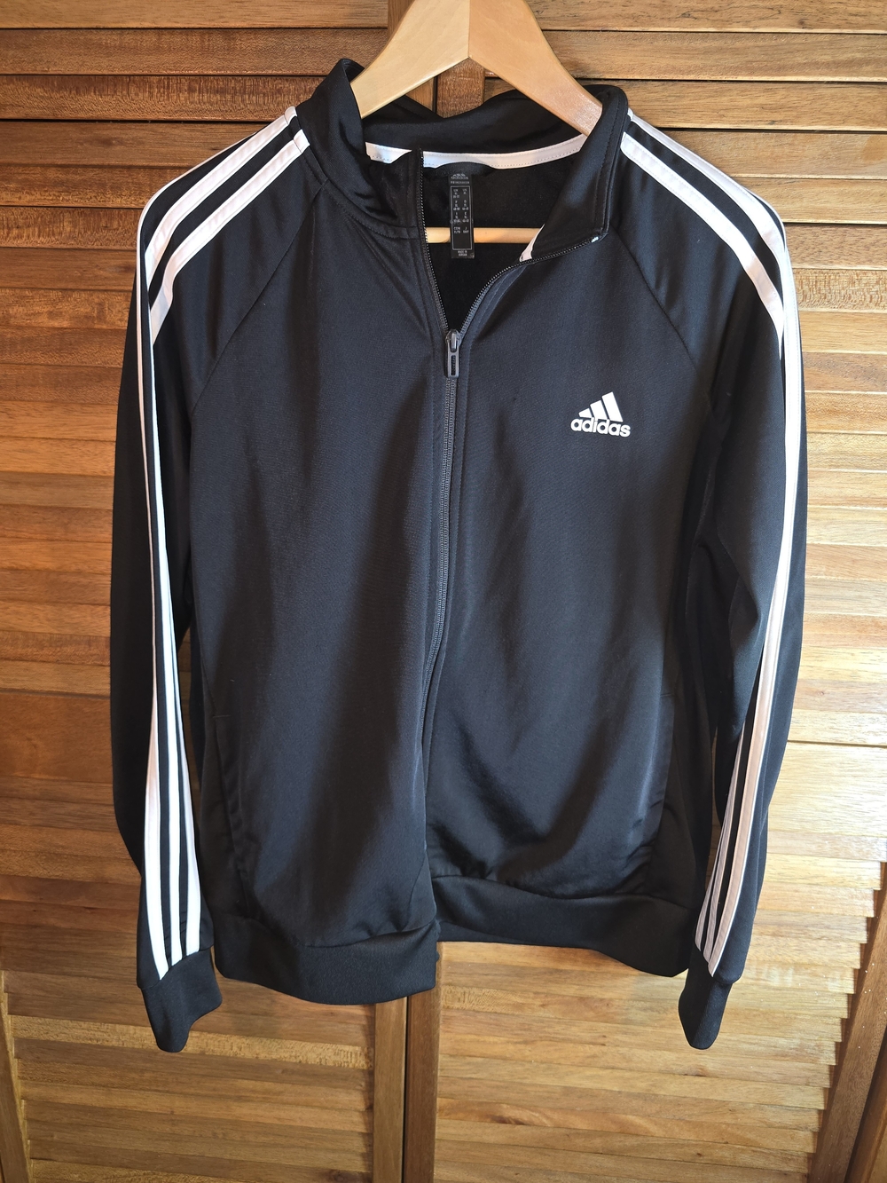 Adidas Men’s Black Track Jacket with White Stripe